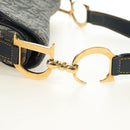 Christian Dior Trotter Canvas Saddle Shoulder Bag Navy Gold Auth bs35491V-8