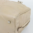 LOEWE Anagram Hand Bag Leather Beige Silver Auth bs35492-9