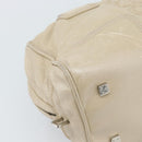 LOEWE Anagram Hand Bag Leather Beige Silver Auth bs35492-14