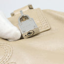 LOEWE Anagram Hand Bag Leather Beige Silver Auth bs35492-10