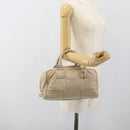 LOEWE Anagram Hand Bag Leather Beige Silver Auth bs35492-23