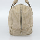 LOEWE Anagram Hand Bag Leather Beige Silver Auth bs35492-3