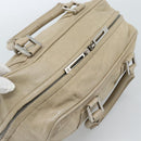 LOEWE Anagram Hand Bag Leather Beige Silver Auth bs35492-6