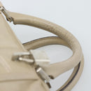 LOEWE Anagram Hand Bag Leather Beige Silver Auth bs35492-8