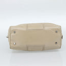LOEWE Anagram Hand Bag Leather Beige Silver Auth bs35492-5