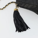 CHANEL Chain Shoulder Bag Lamb Skin Black Gold CC Auth bs35493-17