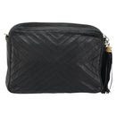 CHANEL Chain Shoulder Bag Lamb Skin Black Gold CC Auth bs35493-2