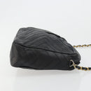 CHANEL Chain Shoulder Bag Lamb Skin Black Gold CC Auth bs35493-3
