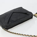 CHANEL Chain Shoulder Bag Lamb Skin Black Gold CC Auth bs35493-6