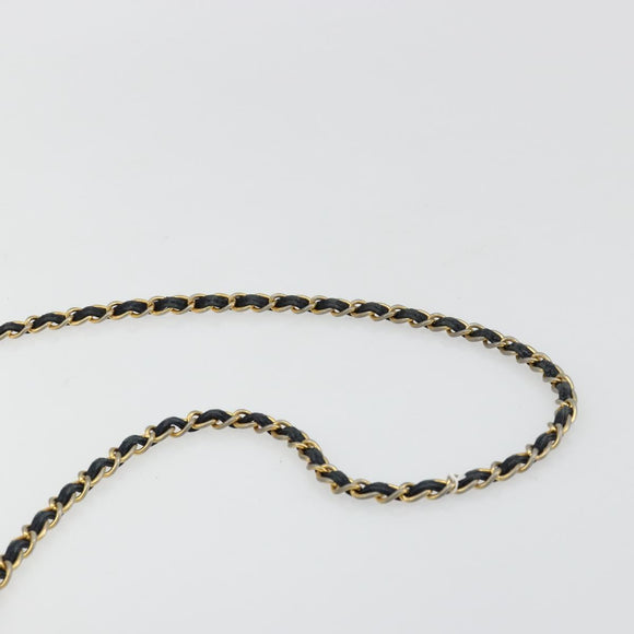 CHANEL Chain Shoulder Bag Lamb Skin Black Gold CC Auth bs35493