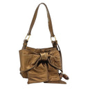 SAINT LAURENT Shoulder Bag Leather Bronze Gold Auth bs35494-1