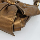 SAINT LAURENT Shoulder Bag Leather Bronze Gold Auth bs35494-15