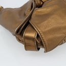 SAINT LAURENT Shoulder Bag Leather Bronze Gold Auth bs35494-16