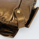 SAINT LAURENT Shoulder Bag Leather Bronze Gold Auth bs35494-17