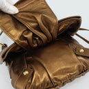 SAINT LAURENT Shoulder Bag Leather Bronze Gold Auth bs35494-9