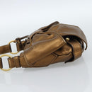 SAINT LAURENT Shoulder Bag Leather Bronze Gold Auth bs35494-3