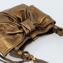 SAINT LAURENT Shoulder Bag Leather Bronze Gold Auth bs35494-6
