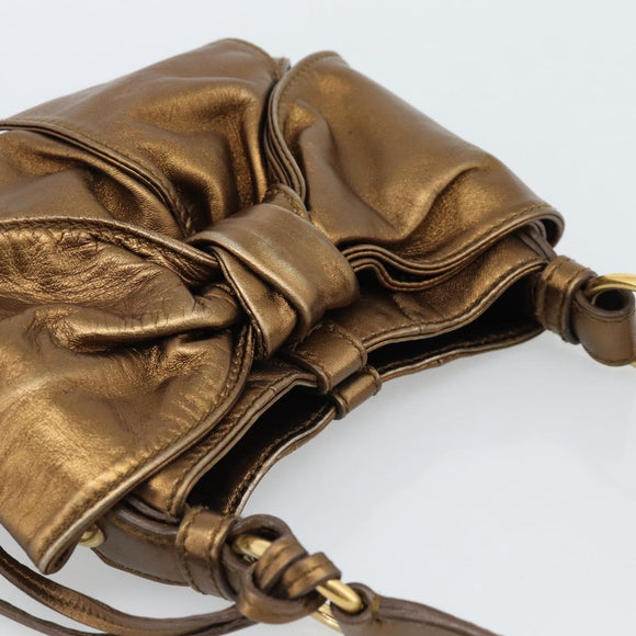 SAINT LAURENT Shoulder Bag Leather Bronze Gold Auth bs35494
