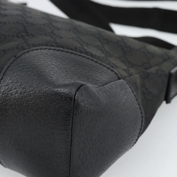 GUCCI GG Canvas Shoulder Bag Black Silver 114273 Auth bs35495