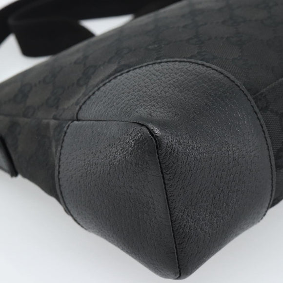 GUCCI GG Canvas Shoulder Bag Black Silver 114273 Auth bs35495