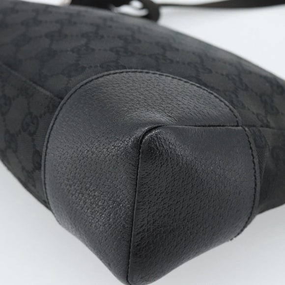 GUCCI GG Canvas Shoulder Bag Black Silver 114273 Auth bs35495