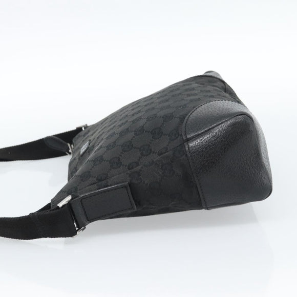 GUCCI GG Canvas Shoulder Bag Black Silver 114273 Auth bs35495