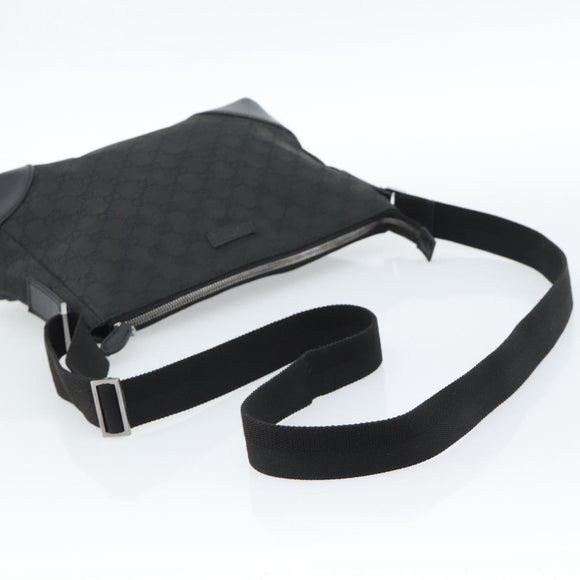 GUCCI GG Canvas Shoulder Bag Black Silver 114273 Auth bs35495