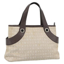 BVLGARI Logo Mania Hand Bag Canvas Beige Silver Auth bs35496-1
