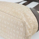 BVLGARI Logo Mania Hand Bag Canvas Beige Silver Auth bs35496-12