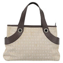 BVLGARI Logo Mania Hand Bag Canvas Beige Silver Auth bs35496-2