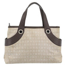 BVLGARI Logo Mania Hand Bag Canvas Beige Silver Auth bs35496-3