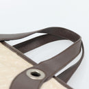 BVLGARI Logo Mania Hand Bag Canvas Beige Silver Auth bs35496-8