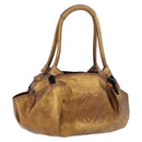 LOEWE Anagram Hand Bag Leather Bronze Gold Auth bs35497-1