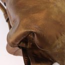 LOEWE Anagram Hand Bag Leather Bronze Gold Auth bs35497-9