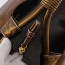 LOEWE Anagram Hand Bag Leather Bronze Gold Auth bs35497-10