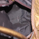 LOEWE Anagram Hand Bag Leather Bronze Gold Auth bs35497-11