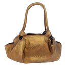 LOEWE Anagram Hand Bag Leather Bronze Gold Auth bs35497-13