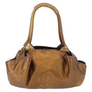 LOEWE Anagram Hand Bag Leather Bronze Gold Auth bs35497-2
