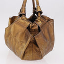 LOEWE Anagram Hand Bag Leather Bronze Gold Auth bs35497-3