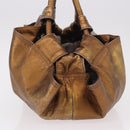 LOEWE Anagram Hand Bag Leather Bronze Gold Auth bs35497-4