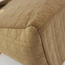 Christian Dior Lady Dior Hand Bag Canvas Beige Gold Auth bs35498-13
