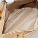 Christian Dior Lady Dior Hand Bag Canvas Beige Gold Auth bs35498-17