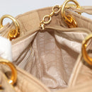 Christian Dior Lady Dior Hand Bag Canvas Beige Gold Auth bs35498-18