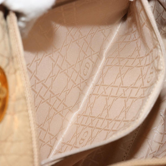 Christian Dior Lady Dior Hand Bag Canvas Beige Gold Auth bs35498