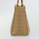 Christian Dior Lady Dior Hand Bag Canvas Beige Gold Auth bs35498-5