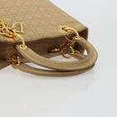 Christian Dior Lady Dior Hand Bag Canvas Beige Gold Auth bs35498-7