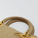 Christian Dior Lady Dior Hand Bag Canvas Beige Gold Auth bs35498-8
