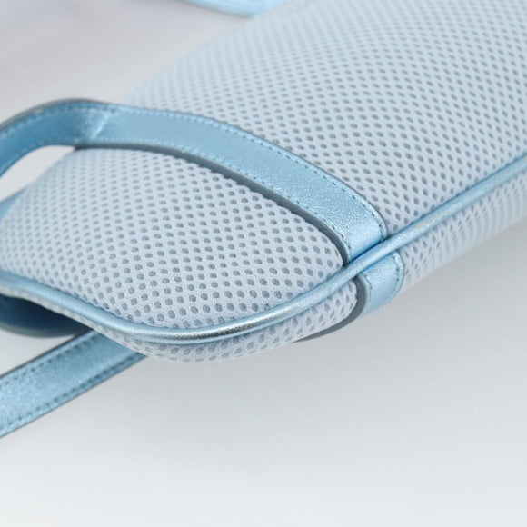 Miu Miu Shoulder Bag Canvas Light Blue Silver Auth bs35499A