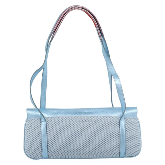 Miu Miu Shoulder Bag Canvas Light Blue Silver Auth bs35499A