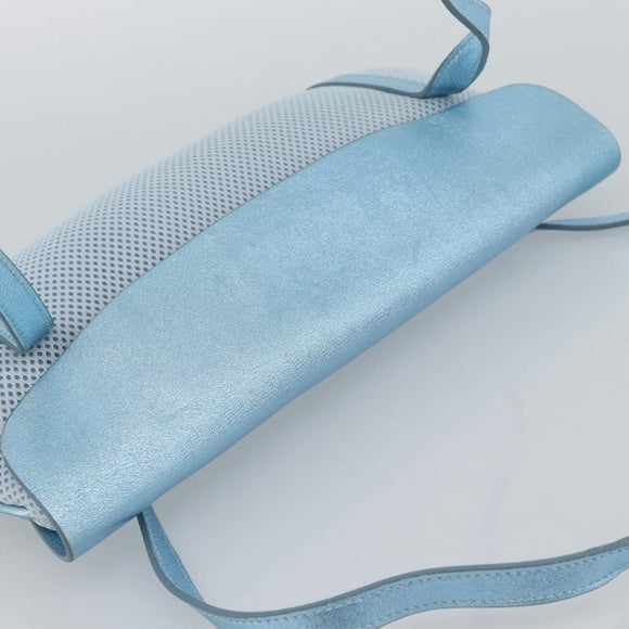 Miu Miu Shoulder Bag Canvas Light Blue Silver Auth bs35499A